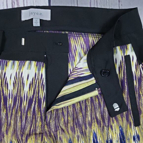 Jaye.e. Multicolor Printed Sheer Button Ankle Pants Women's Size Small - Picture 7 of 12